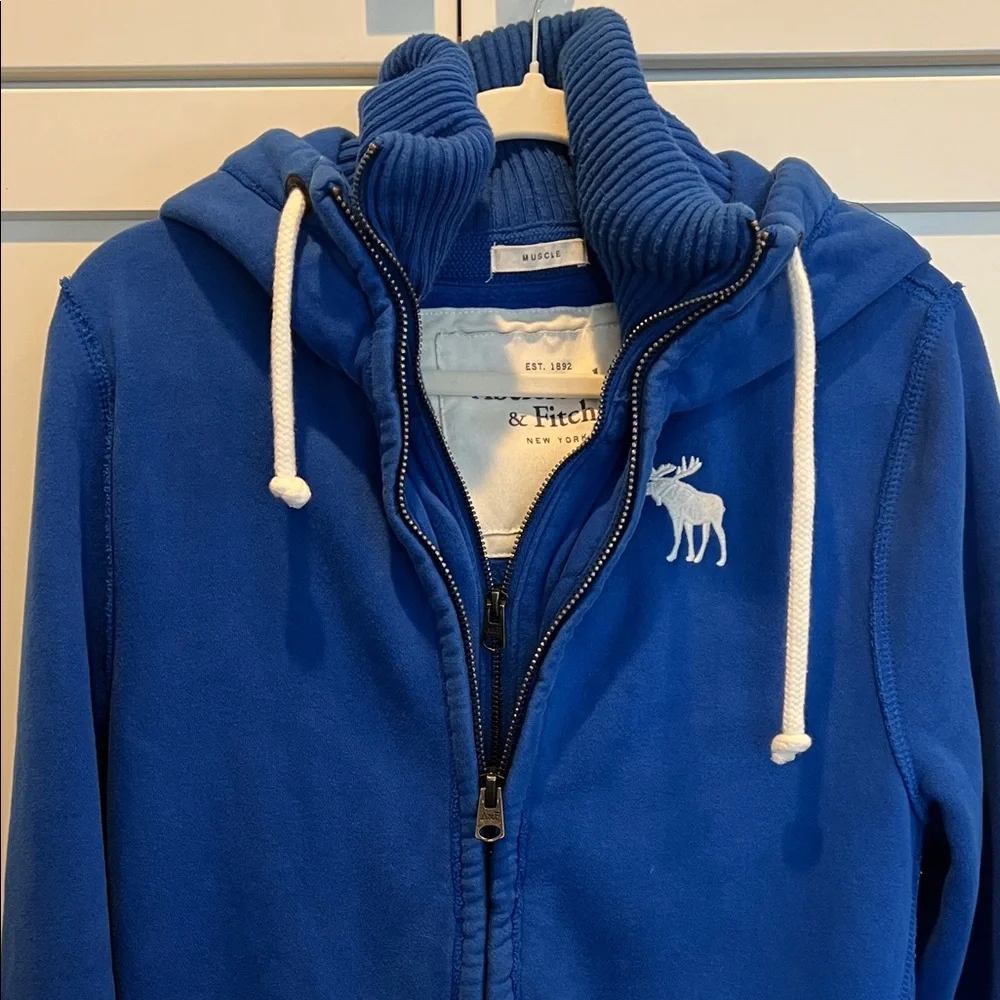 Abercrombie & Fitch Men's Muscle Fit Full-Zip Hoodie Royal Blue Size M - Picture 1 of 9